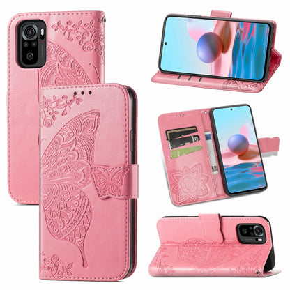 Butterfly Love Flower Embossed Horizontal Flip Leather Case with Bracket & Card Slot & Wallet & Lanyard, For Samsung Galaxy A02, For Huawei Nova 8 Pro, For Xiaomi Redmi Note 10 4G