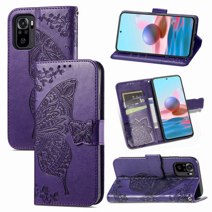 Butterfly Love Flower Embossed Horizontal Flip Leather Case with Bracket & Card Slot & Wallet & Lanyard, For Samsung Galaxy A02, For Huawei Nova 8 Pro, For Xiaomi Redmi Note 10 4G