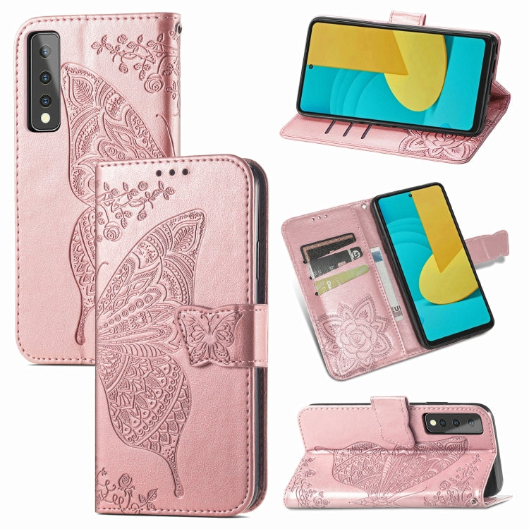 Butterfly Love Flower Embossed Horizontal Flip Leather Case with Bracket & Card Slot & Wallet & Lanyard, For OPPO A93, For Google Pixel 5A, For LG Stylo 7 5G