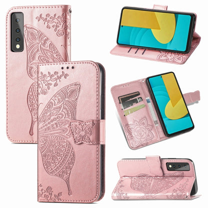 Butterfly Love Flower Embossed Horizontal Flip Leather Case with Bracket & Card Slot & Wallet & Lanyard, For OPPO A93, For Google Pixel 5A, For LG Stylo 7 5G