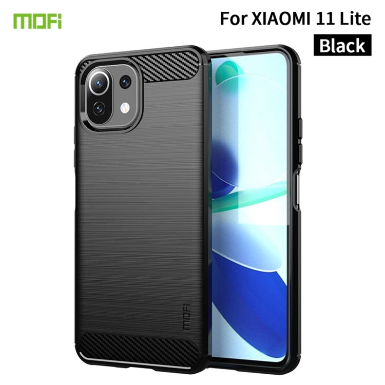 MOFI Gentleness Series Brushed Texture Carbon Fiber Soft TPU Case, For Xiaomi Mi 11 Lite, For Xiaomi Mi 11 Pro, For OnePlus 9R