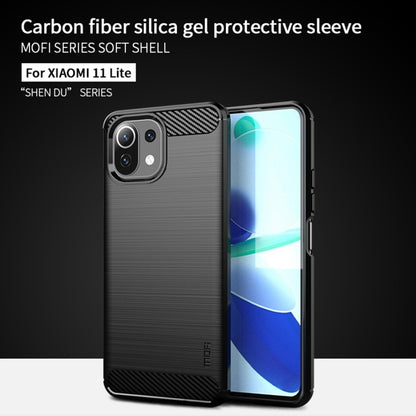 MOFI Gentleness Series Brushed Texture Carbon Fiber Soft TPU Case, For Xiaomi Mi 11 Lite, For Xiaomi Mi 11 Pro, For OnePlus 9R