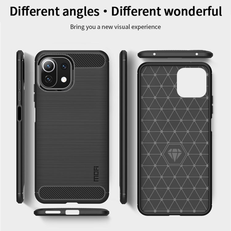 MOFI Gentleness Series Brushed Texture Carbon Fiber Soft TPU Case, For Xiaomi Mi 11 Lite, For Xiaomi Mi 11 Pro, For OnePlus 9R