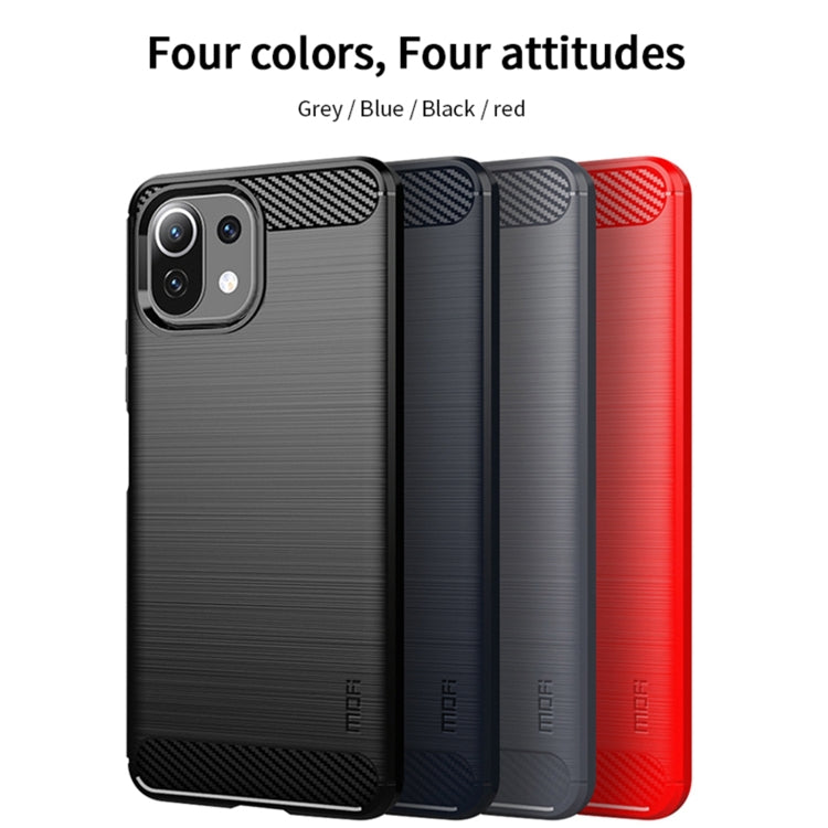 MOFI Gentleness Series Brushed Texture Carbon Fiber Soft TPU Case, For Xiaomi Mi 11 Lite, For Xiaomi Mi 11 Pro, For OnePlus 9R