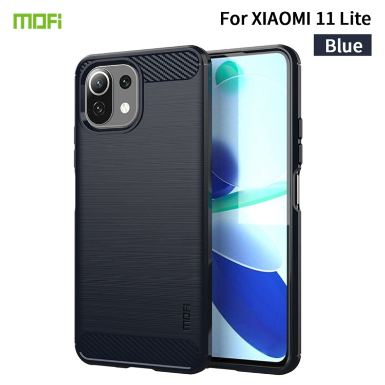 MOFI Gentleness Series Brushed Texture Carbon Fiber Soft TPU Case, For Xiaomi Mi 11 Lite, For Xiaomi Mi 11 Pro, For OnePlus 9R