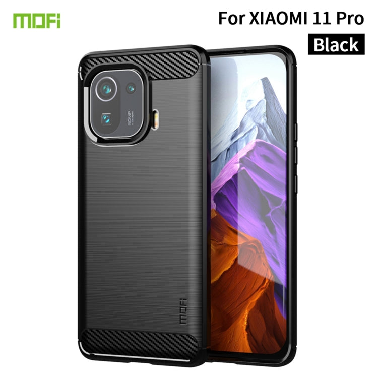MOFI Gentleness Series Brushed Texture Carbon Fiber Soft TPU Case, For Xiaomi Mi 11 Lite, For Xiaomi Mi 11 Pro, For OnePlus 9R