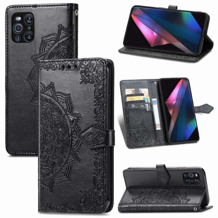 Halfway Mandala Embossing Pattern Horizontal Flip Leather Case with Holder & Card Slots & Wallet & Lanyard, For Xiaomi Redmi Note 10 Pro, For Xiaomi Redmi Note 10 5G, For Xiaomi Redmi K40 / K40 Pro / K40 Pro+, For OPPO Find X3 Pro