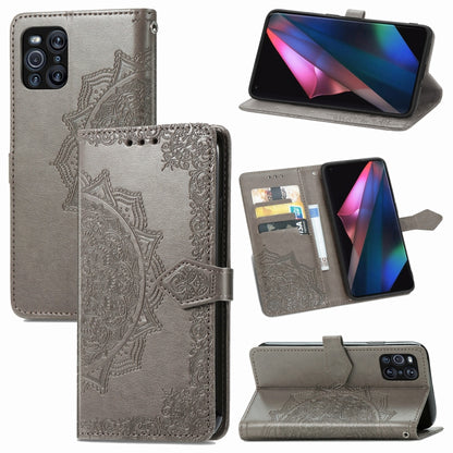 Halfway Mandala Embossing Pattern Horizontal Flip Leather Case with Holder & Card Slots & Wallet & Lanyard, For Xiaomi Redmi Note 10 Pro, For Xiaomi Redmi Note 10 5G, For Xiaomi Redmi K40 / K40 Pro / K40 Pro+, For OPPO Find X3 Pro