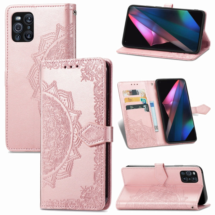 Halfway Mandala Embossing Pattern Horizontal Flip Leather Case with Holder & Card Slots & Wallet & Lanyard, For Xiaomi Redmi Note 10 Pro, For Xiaomi Redmi Note 10 5G, For Xiaomi Redmi K40 / K40 Pro / K40 Pro+, For OPPO Find X3 Pro