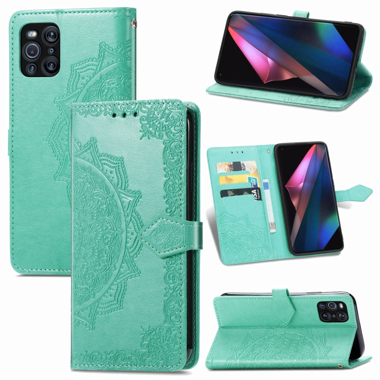 Halfway Mandala Embossing Pattern Horizontal Flip Leather Case with Holder & Card Slots & Wallet & Lanyard, For Xiaomi Redmi Note 10 Pro, For Xiaomi Redmi Note 10 5G, For Xiaomi Redmi K40 / K40 Pro / K40 Pro+, For OPPO Find X3 Pro