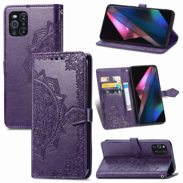 Halfway Mandala Embossing Pattern Horizontal Flip Leather Case with Holder & Card Slots & Wallet & Lanyard, For Xiaomi Redmi Note 10 Pro, For Xiaomi Redmi Note 10 5G, For Xiaomi Redmi K40 / K40 Pro / K40 Pro+, For OPPO Find X3 Pro