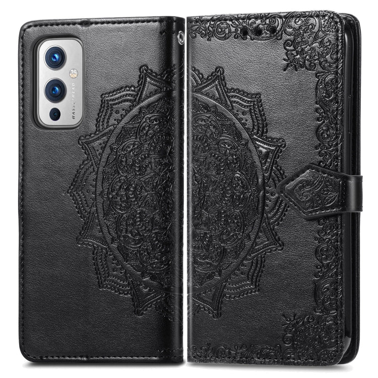 Halfway Mandala Embossing Pattern Horizontal Flip Leather Case with Holder & Card Slots & Wallet & Lanyard, For OnePlus 9