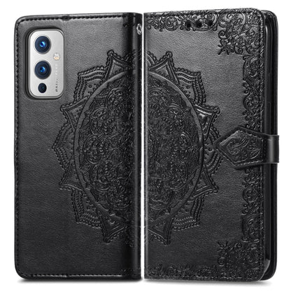 Halfway Mandala Embossing Pattern Horizontal Flip Leather Case with Holder & Card Slots & Wallet & Lanyard, For OnePlus 9