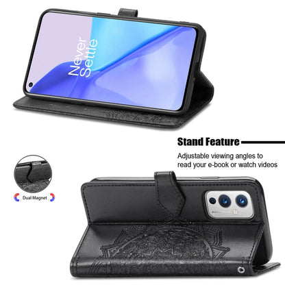 Halfway Mandala Embossing Pattern Horizontal Flip Leather Case with Holder & Card Slots & Wallet & Lanyard, For OnePlus 9