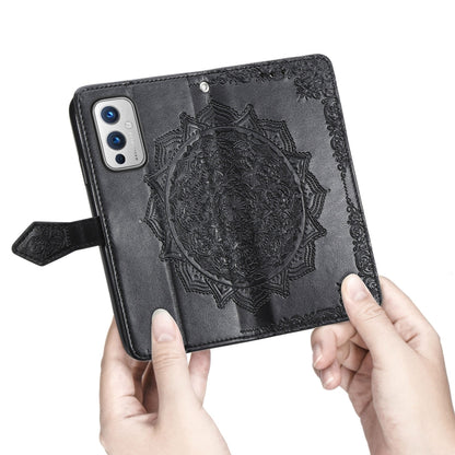 Halfway Mandala Embossing Pattern Horizontal Flip Leather Case with Holder & Card Slots & Wallet & Lanyard, For OnePlus 9