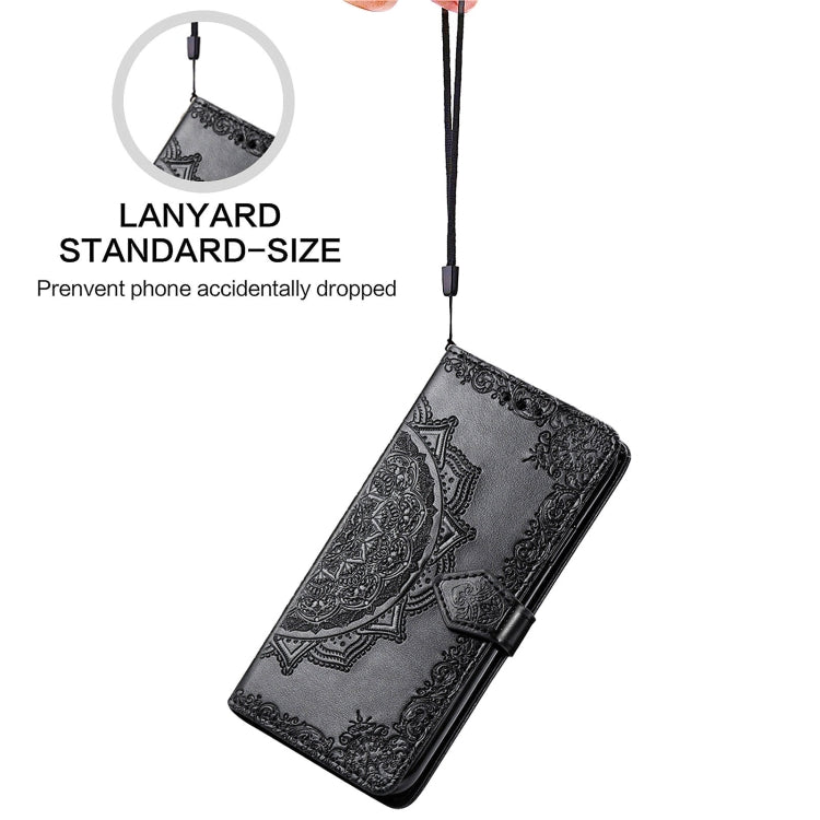 Halfway Mandala Embossing Pattern Horizontal Flip Leather Case with Holder & Card Slots & Wallet & Lanyard, For OnePlus 9