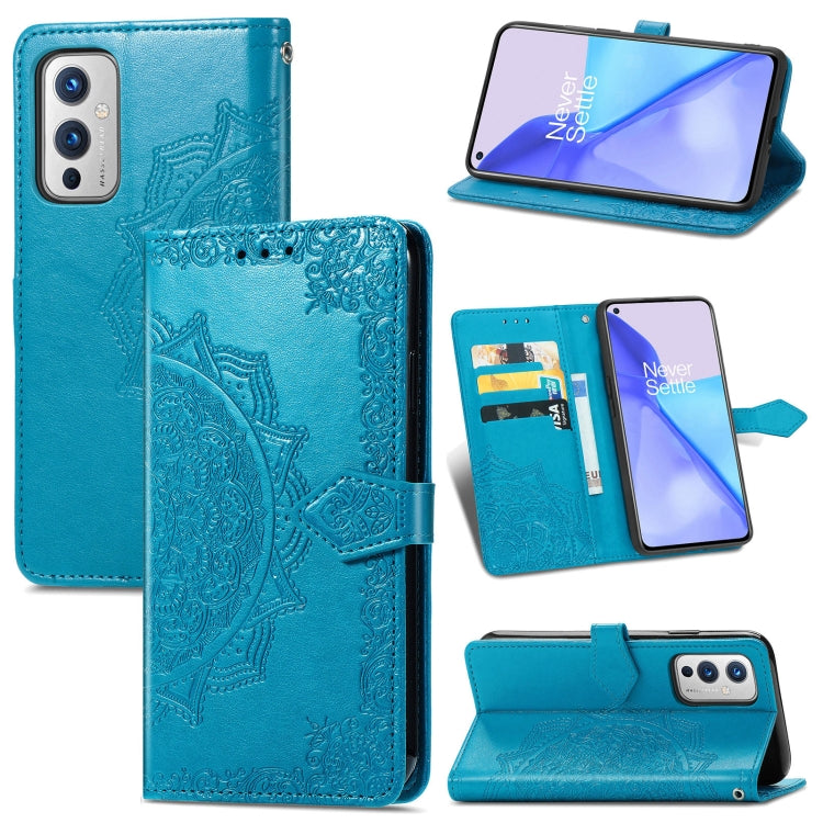 Halfway Mandala Embossing Pattern Horizontal Flip Leather Case with Holder & Card Slots & Wallet & Lanyard, For OnePlus 9