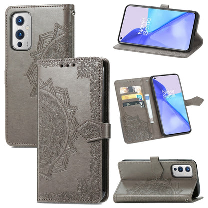 Halfway Mandala Embossing Pattern Horizontal Flip Leather Case with Holder & Card Slots & Wallet & Lanyard, For OnePlus 9