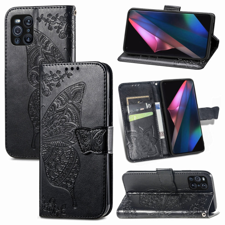 Butterfly Love Flowers Embossed Horizontal Flip Leather Case with Holder & Card Slots & Wallet & Lanyard, For Xiaomi Redmi Note 10 Pro, For OPPO Find X3 Pro, For OPPO Reno5 Pro+