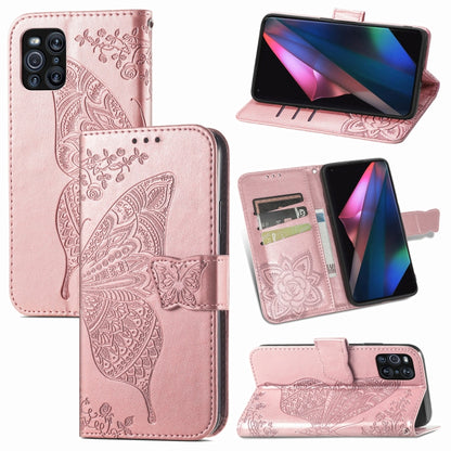 Butterfly Love Flowers Embossed Horizontal Flip Leather Case with Holder & Card Slots & Wallet & Lanyard, For Xiaomi Redmi Note 10 Pro, For OPPO Find X3 Pro, For OPPO Reno5 Pro+