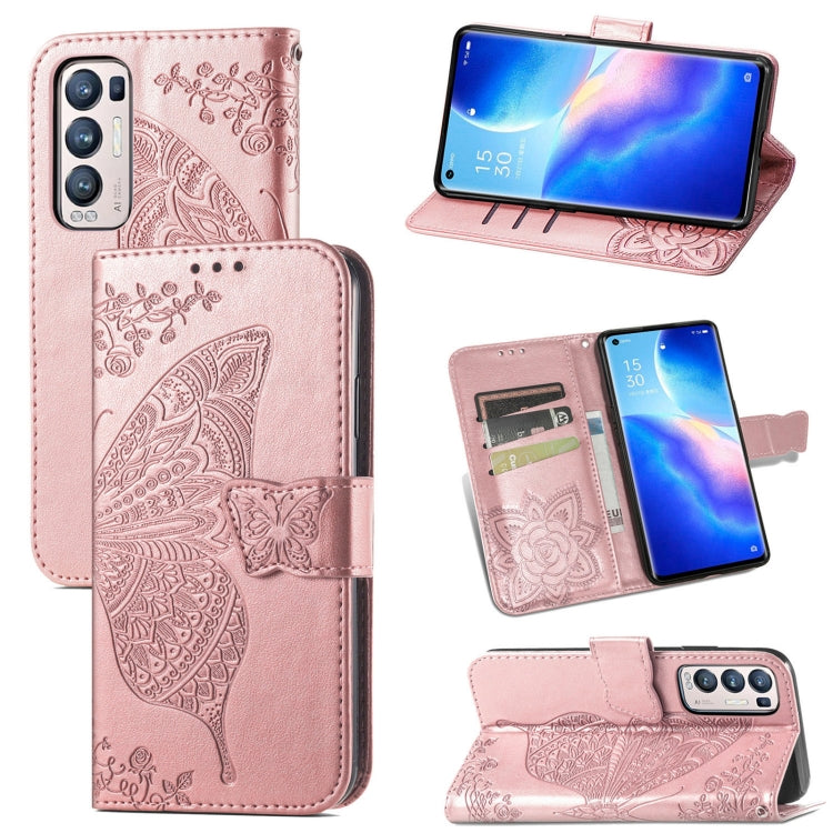 Butterfly Love Flowers Embossed Horizontal Flip Leather Case with Holder & Card Slots & Wallet & Lanyard, For Xiaomi Redmi Note 10 Pro, For OPPO Find X3 Pro, For OPPO Reno5 Pro+
