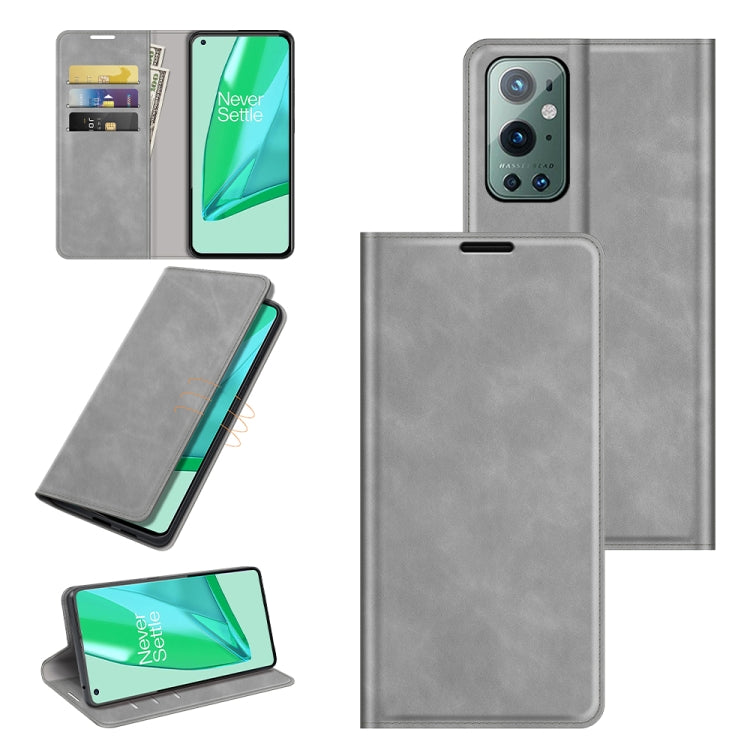 For OnePlus 9 Pro Retro-skin Business Magnetic Suction Leather Case with Holder & Card Slots & Wallet, For OnePlus 9 Pro