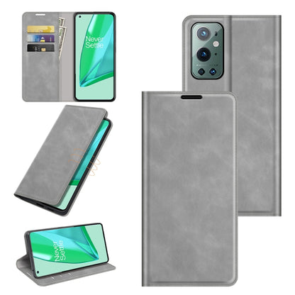 For OnePlus 9 Pro Retro-skin Business Magnetic Suction Leather Case with Holder & Card Slots & Wallet, For OnePlus 9 Pro