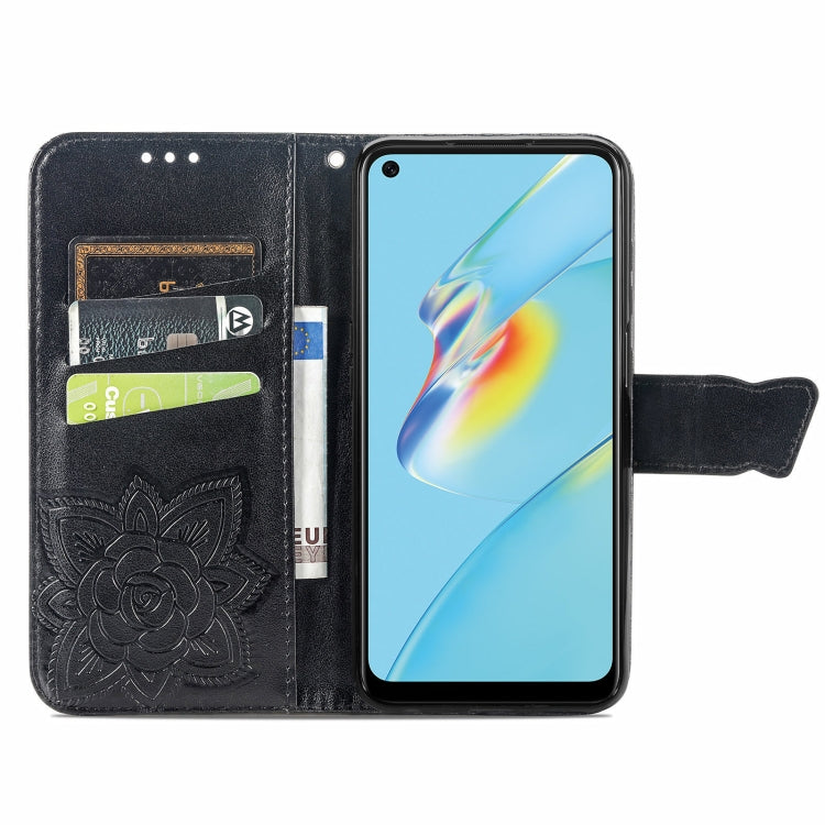 Butterfly Love Flowers Embossed Horizontal Flip Leather Case with Holder & Card Slots & Wallet & Lanyard, For OPPO A54 4G
