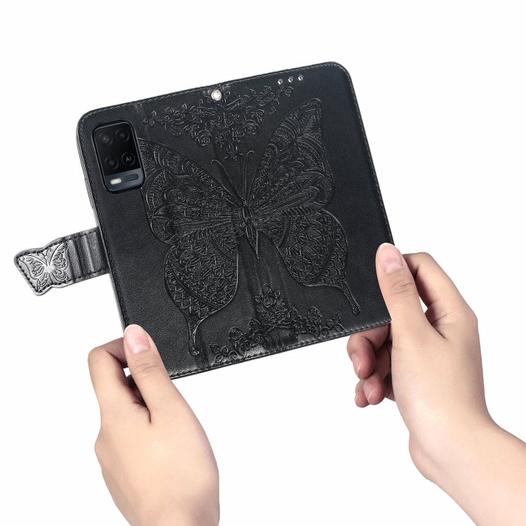Butterfly Love Flowers Embossed Horizontal Flip Leather Case with Holder & Card Slots & Wallet & Lanyard, For OPPO A54 4G