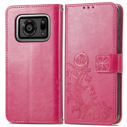 Four-leaf Clasp Embossed Buckle Mobile Phone Protection Leather Case with Lanyard & Card Slot & Wallet & Bracket Function, For Sharp R6, For Xiaomi Redmi K40 / K40 Pro, For FUJITSU F-41B, For Tecno Spark 6