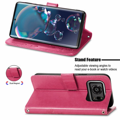 Four-leaf Clasp Embossed Buckle Mobile Phone Protection Leather Case with Lanyard & Card Slot & Wallet & Bracket Function, For Sharp R6, For Xiaomi Redmi K40 / K40 Pro, For FUJITSU F-41B, For Tecno Spark 6