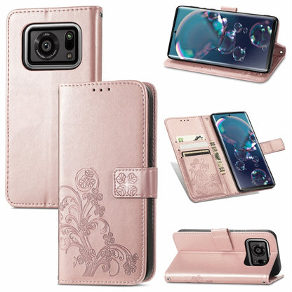 Four-leaf Clasp Embossed Buckle Mobile Phone Protection Leather Case with Lanyard & Card Slot & Wallet & Bracket Function, For Sharp R6, For Xiaomi Redmi K40 / K40 Pro, For FUJITSU F-41B, For Tecno Spark 6