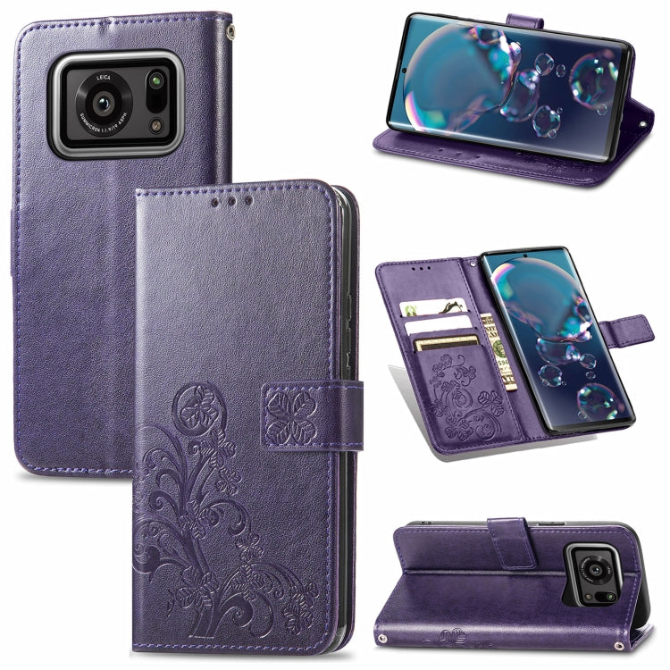 Four-leaf Clasp Embossed Buckle Mobile Phone Protection Leather Case with Lanyard & Card Slot & Wallet & Bracket Function, For Sharp R6, For Xiaomi Redmi K40 / K40 Pro, For FUJITSU F-41B, For Tecno Spark 6