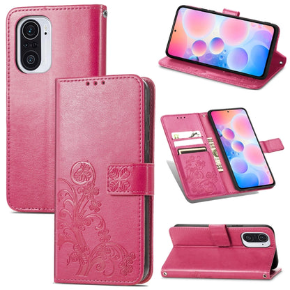 Four-leaf Clasp Embossed Buckle Mobile Phone Protection Leather Case with Lanyard & Card Slot & Wallet & Bracket Function, For Sharp R6, For Xiaomi Redmi K40 / K40 Pro, For FUJITSU F-41B, For Tecno Spark 6