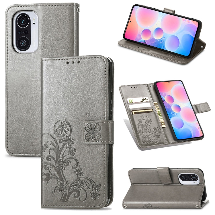 Four-leaf Clasp Embossed Buckle Mobile Phone Protection Leather Case with Lanyard & Card Slot & Wallet & Bracket Function, For Sharp R6, For Xiaomi Redmi K40 / K40 Pro, For FUJITSU F-41B, For Tecno Spark 6