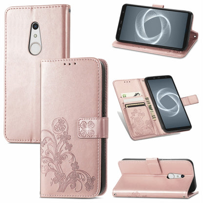 Four-leaf Clasp Embossed Buckle Mobile Phone Protection Leather Case with Lanyard & Card Slot & Wallet & Bracket Function, For Sharp R6, For Xiaomi Redmi K40 / K40 Pro, For FUJITSU F-41B, For Tecno Spark 6