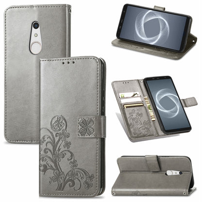 Four-leaf Clasp Embossed Buckle Mobile Phone Protection Leather Case with Lanyard & Card Slot & Wallet & Bracket Function, For Sharp R6, For Xiaomi Redmi K40 / K40 Pro, For FUJITSU F-41B, For Tecno Spark 6