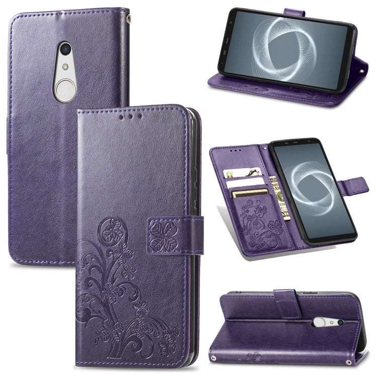 Four-leaf Clasp Embossed Buckle Mobile Phone Protection Leather Case with Lanyard & Card Slot & Wallet & Bracket Function, For Sharp R6, For Xiaomi Redmi K40 / K40 Pro, For FUJITSU F-41B, For Tecno Spark 6