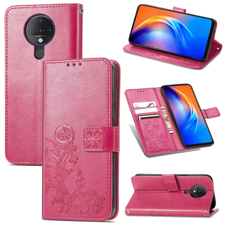 Four-leaf Clasp Embossed Buckle Mobile Phone Protection Leather Case with Lanyard & Card Slot & Wallet & Bracket Function, For Sharp R6, For Xiaomi Redmi K40 / K40 Pro, For FUJITSU F-41B, For Tecno Spark 6