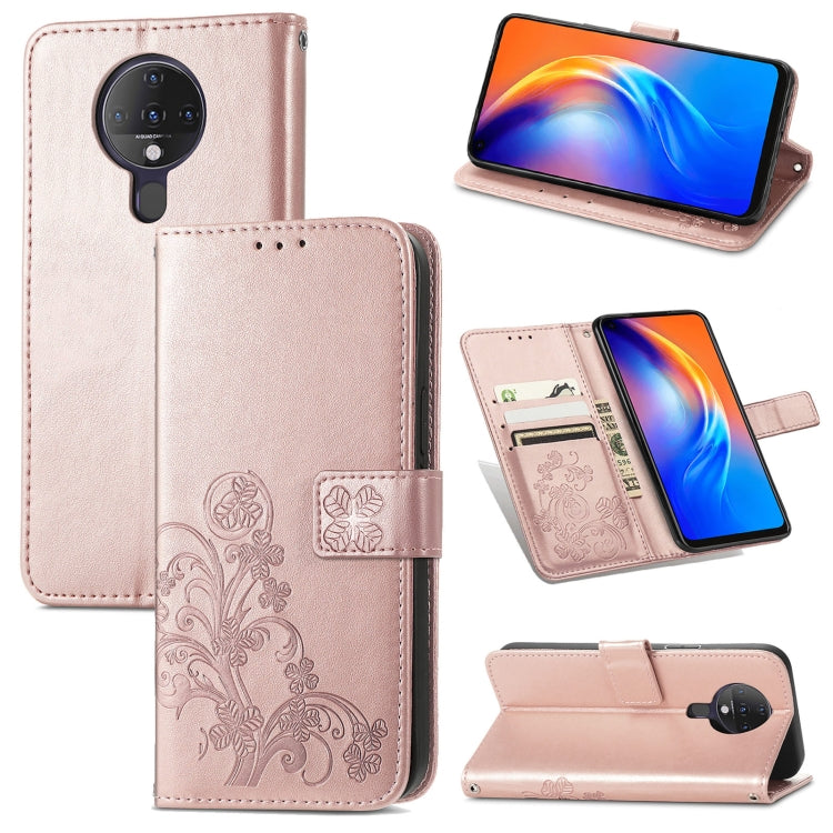 Four-leaf Clasp Embossed Buckle Mobile Phone Protection Leather Case with Lanyard & Card Slot & Wallet & Bracket Function, For Sharp R6, For Xiaomi Redmi K40 / K40 Pro, For FUJITSU F-41B, For Tecno Spark 6