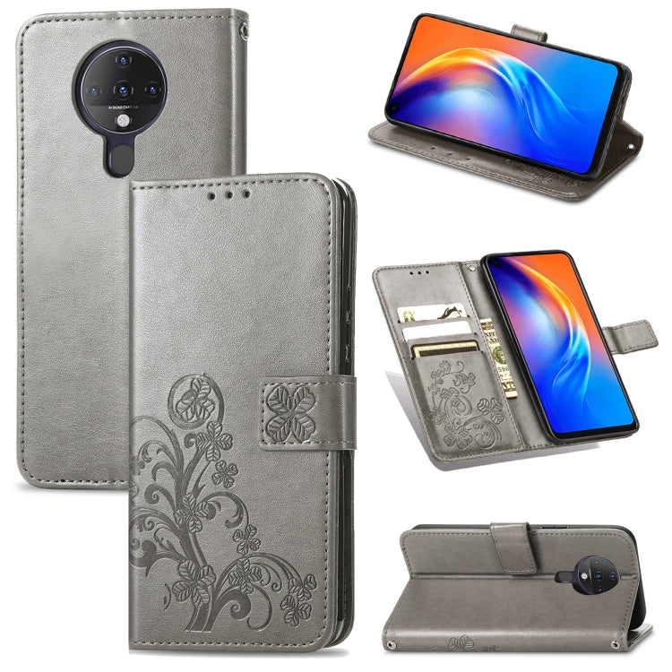 Four-leaf Clasp Embossed Buckle Mobile Phone Protection Leather Case with Lanyard & Card Slot & Wallet & Bracket Function, For Sharp R6, For Xiaomi Redmi K40 / K40 Pro, For FUJITSU F-41B, For Tecno Spark 6
