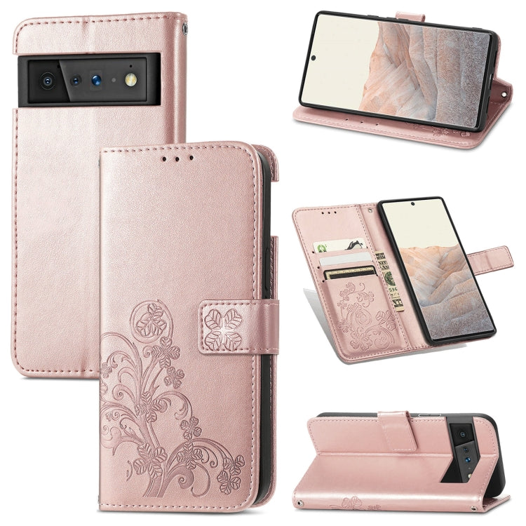 Four-leaf Clasp Embossed Buckle Mobile Phone Protection Leather Case with Lanyard & Card Slot & Wallet & Bracket Function, For Google Pixel 6 Pro, For Xiaomi Redmi Note 10 5G, For Rakuten BIG, For Meizu 18
