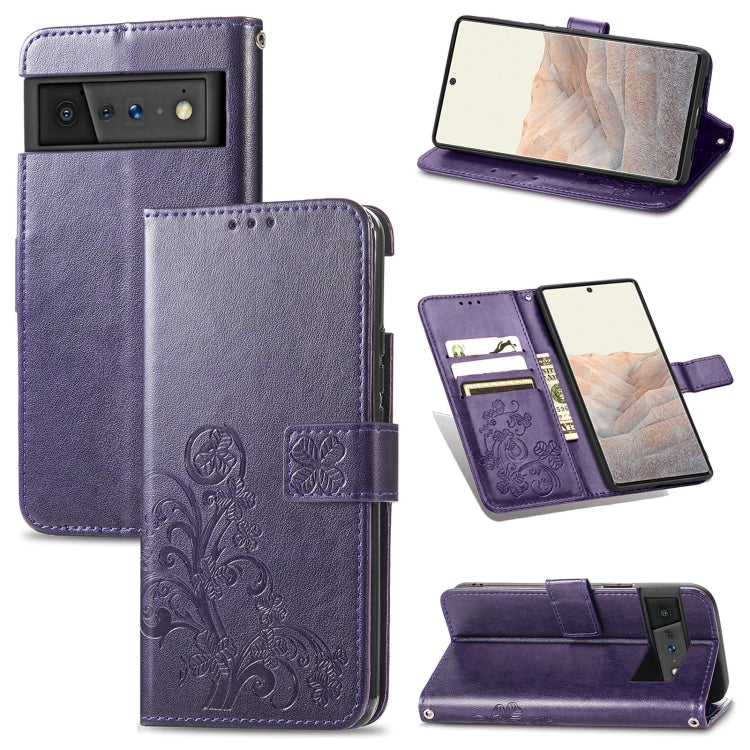Four-leaf Clasp Embossed Buckle Mobile Phone Protection Leather Case with Lanyard & Card Slot & Wallet & Bracket Function, For Google Pixel 6 Pro, For Xiaomi Redmi Note 10 5G, For Rakuten BIG, For Meizu 18