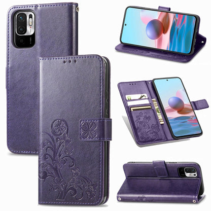 Four-leaf Clasp Embossed Buckle Mobile Phone Protection Leather Case with Lanyard & Card Slot & Wallet & Bracket Function, For Google Pixel 6 Pro, For Xiaomi Redmi Note 10 5G, For Rakuten BIG, For Meizu 18