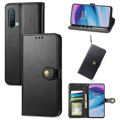 Solid Color Leather Buckle Phone Case with Lanyard & Photo Frame & Card Slot & Wallet & Stand Function, For OnePlus Nord CE 5G