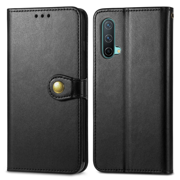 Solid Color Leather Buckle Phone Case with Lanyard & Photo Frame & Card Slot & Wallet & Stand Function, For OnePlus Nord CE 5G