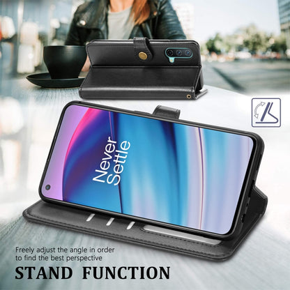 Solid Color Leather Buckle Phone Case with Lanyard & Photo Frame & Card Slot & Wallet & Stand Function, For OnePlus Nord CE 5G
