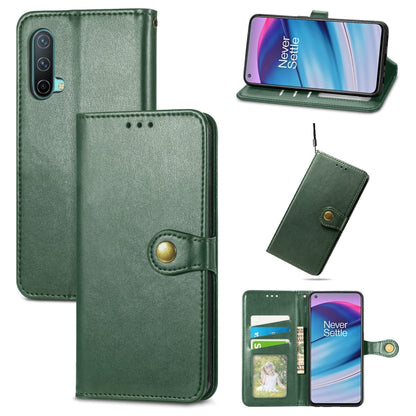 Solid Color Leather Buckle Phone Case with Lanyard & Photo Frame & Card Slot & Wallet & Stand Function, For OnePlus Nord CE 5G