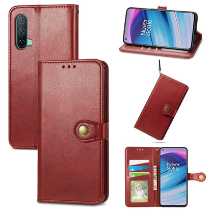 Solid Color Leather Buckle Phone Case with Lanyard & Photo Frame & Card Slot & Wallet & Stand Function, For OnePlus Nord CE 5G