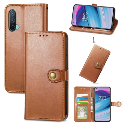 Solid Color Leather Buckle Phone Case with Lanyard & Photo Frame & Card Slot & Wallet & Stand Function, For OnePlus Nord CE 5G